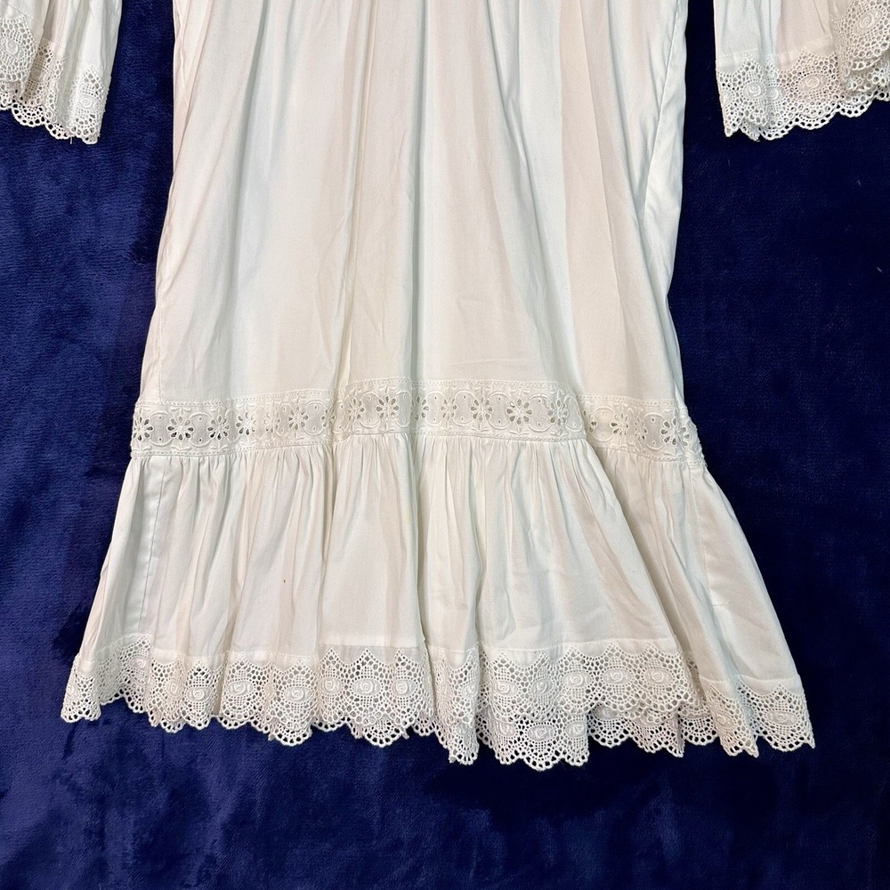 Flavio Castellani Italian White Lace Long Sleeve Dress US size 2 Italy Size 38 - Picture 5 of 16